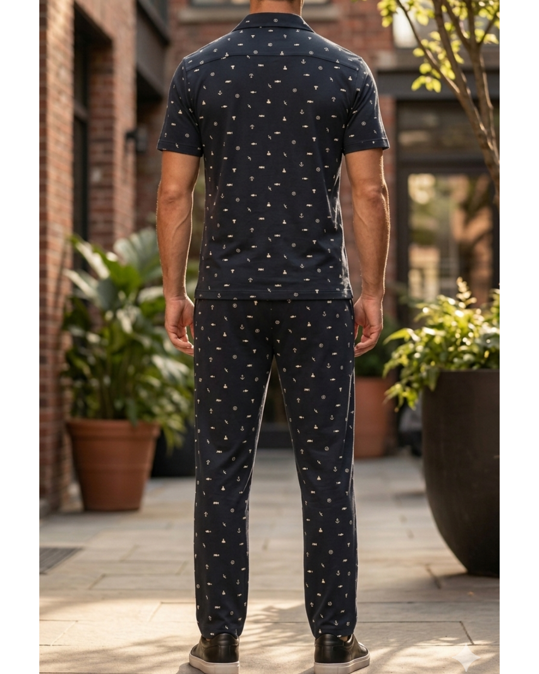 The Coastal Comfort Terry Set – Dark Navy 2-Piece Matching Suit