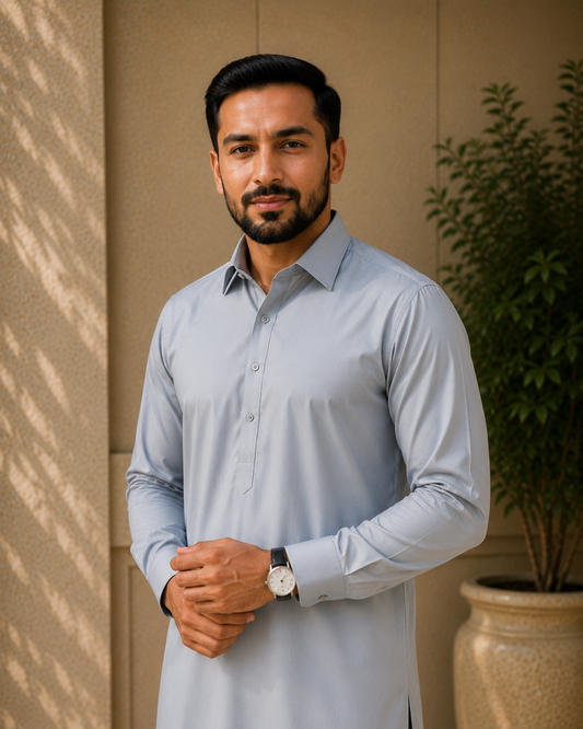 Silver Mist Shalwar Kameez for Men