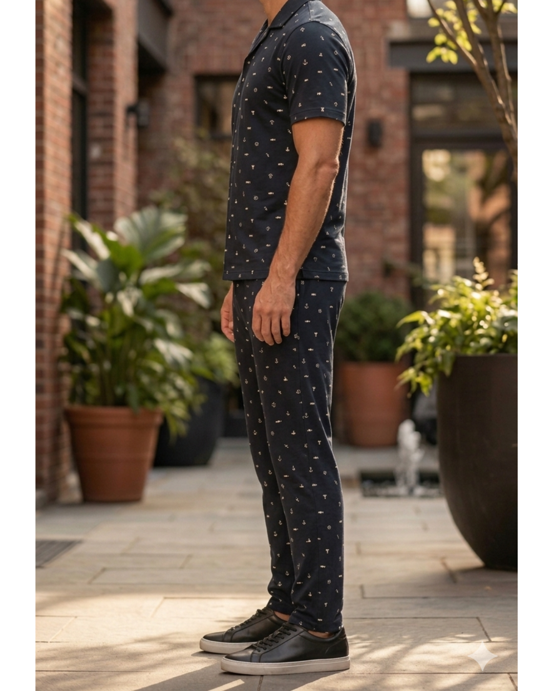The Coastal Comfort Terry Set – Dark Navy 2-Piece Matching Suit