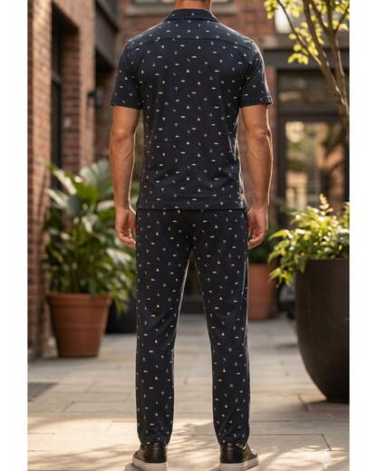 The Coastal Comfort Terry Set – Dark Navy 2-Piece Matching Suit