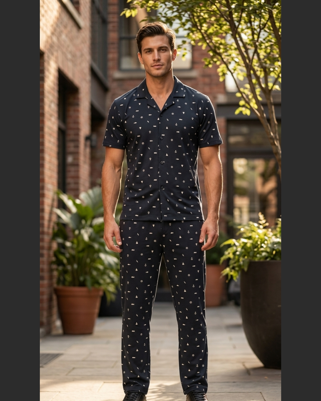 The Coastal Comfort Terry Set – Dark Navy 2-Piece Matching Suit