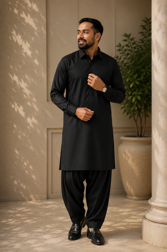 Black Shalwar Kameez for Men