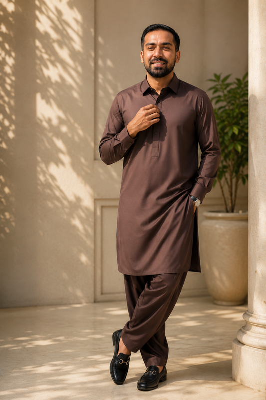 Chocolate Shalwar Kameez for Men