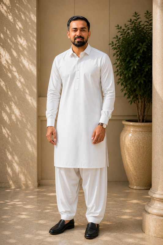 Off-White Shalwar Kameez for Men